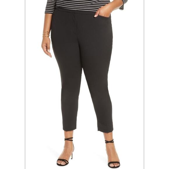 HALOGEN Women Ankle Pants Size 22 Black Flat Front Straight Leg Trousers NWOT - Picture 1 of 8